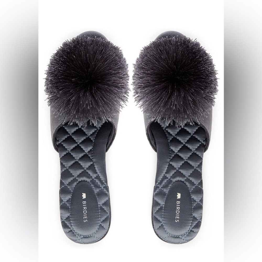 Birdies Blue Steel Songbird Pom Pom Slippers size 8.5